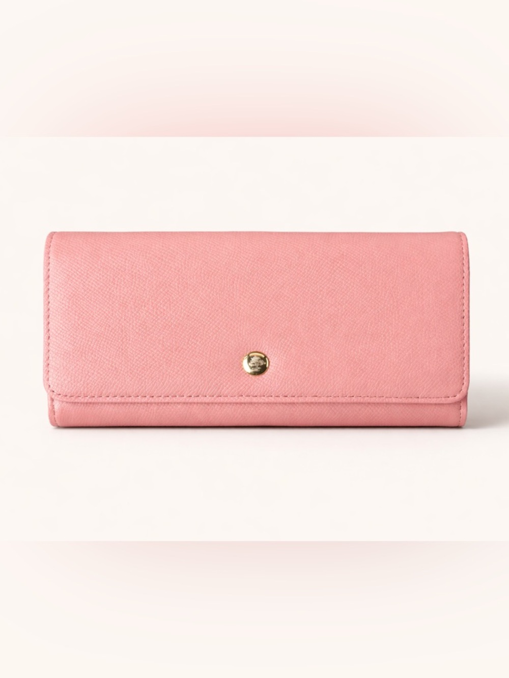 Levenger Pink Leather Wallet with Gold Accent